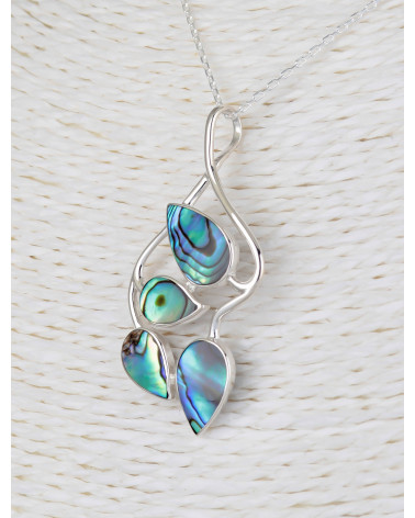 Pendentif Nacre Abalone Naturel - Argent 925, Chaîne Incluse - Neuf Avec étiquettes