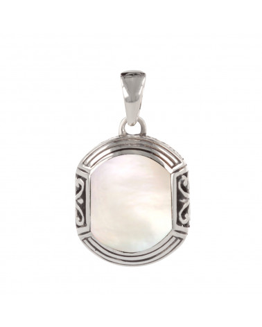 Pendentif Nacre Et Argent 925 - Blanc, Neuf Avec étiquettes, Bijou Ethnique Chic