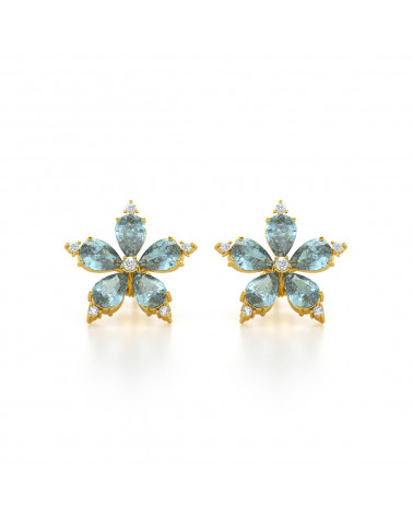 Boucles D'oreilles émeraude & Diamants En Argent 925 - Forme Poire, Pierres Naturelles - Neuf