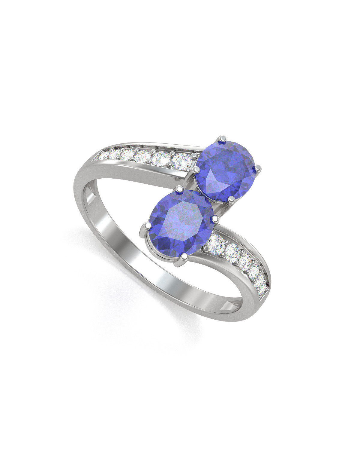 Bague Cocktail Tanzanite De Laboratoire – Argent 925, Multicolore, Taille 7, Faite Main