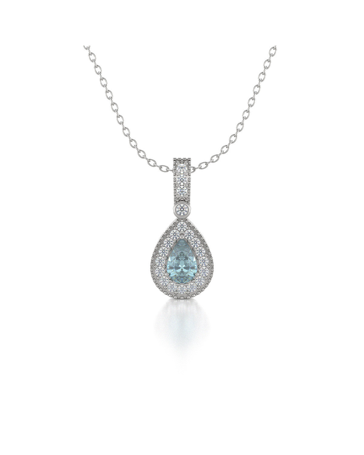 Collier En Argent 925 Avec Pendentif Aigue-marine - 45-50 Cm - Bijou Délicat Pour Femme Ou Fille - Idée Cadeau - 3