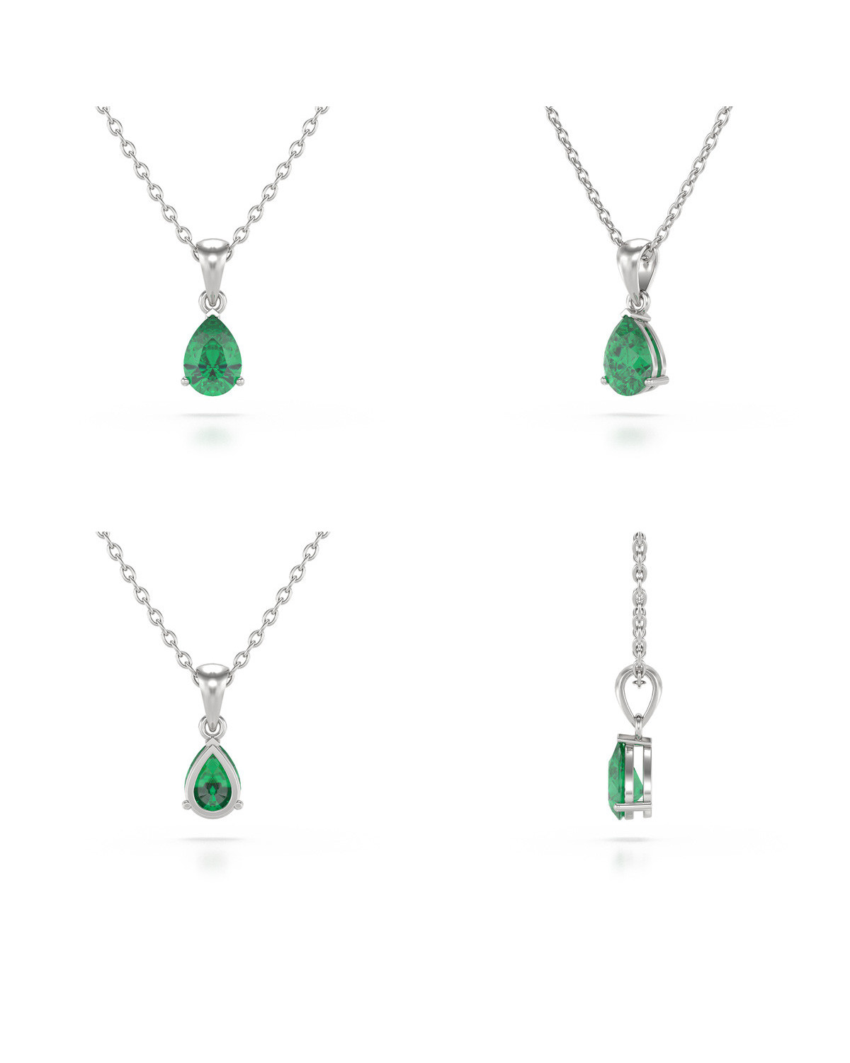Pendentif émeraude Verte En Argent Sterling 925 - Forme Poire - Pierre De Création Laboratoire - 17.95 Carats