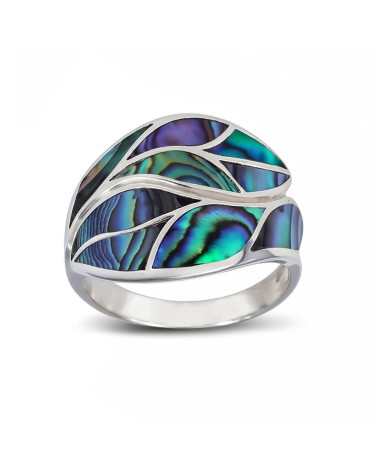 Bague En Argent 925 Avec Labradorite (abalone) - Taille 54 - Vert Et Argenté - Neuf Avec étiquettes