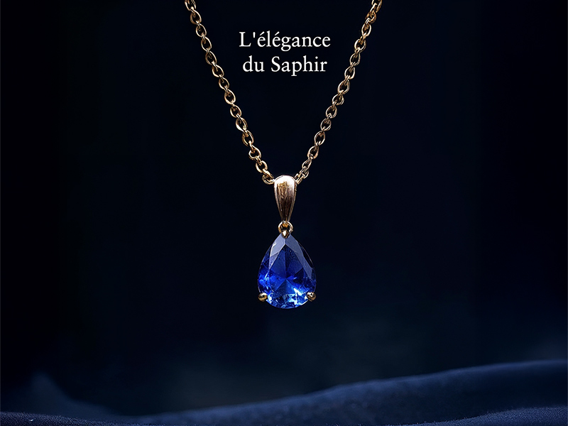Saphir bleu profond monté sur or jaune - Tendance pierres colorées 2025