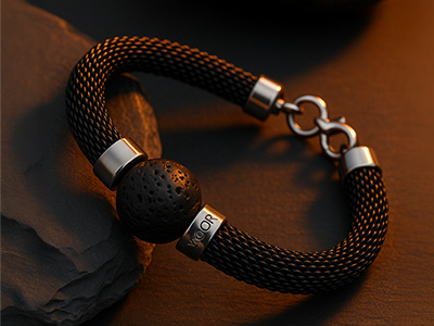 Bracelet Element sur-mesure homme - Force et caractère avec pierres de lave volcanique et chaîne noire tressée - Puissance visuelle masculine