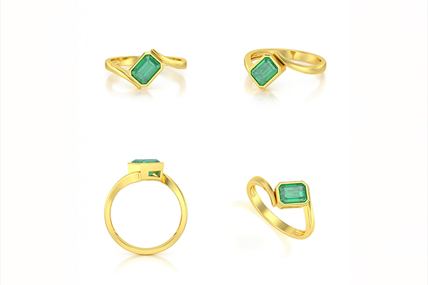 Anillo de oro amarillo con esmeralda - Colección MARTHA OR